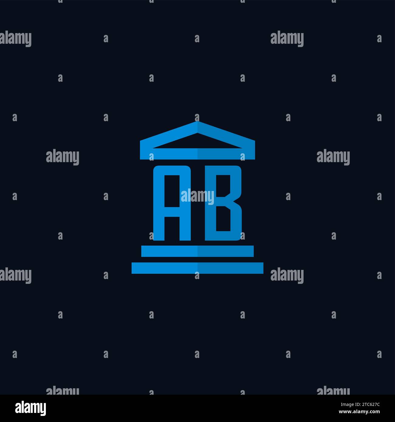 AB initial logo monogram with simple courthouse building icon design ideas Stock Vector