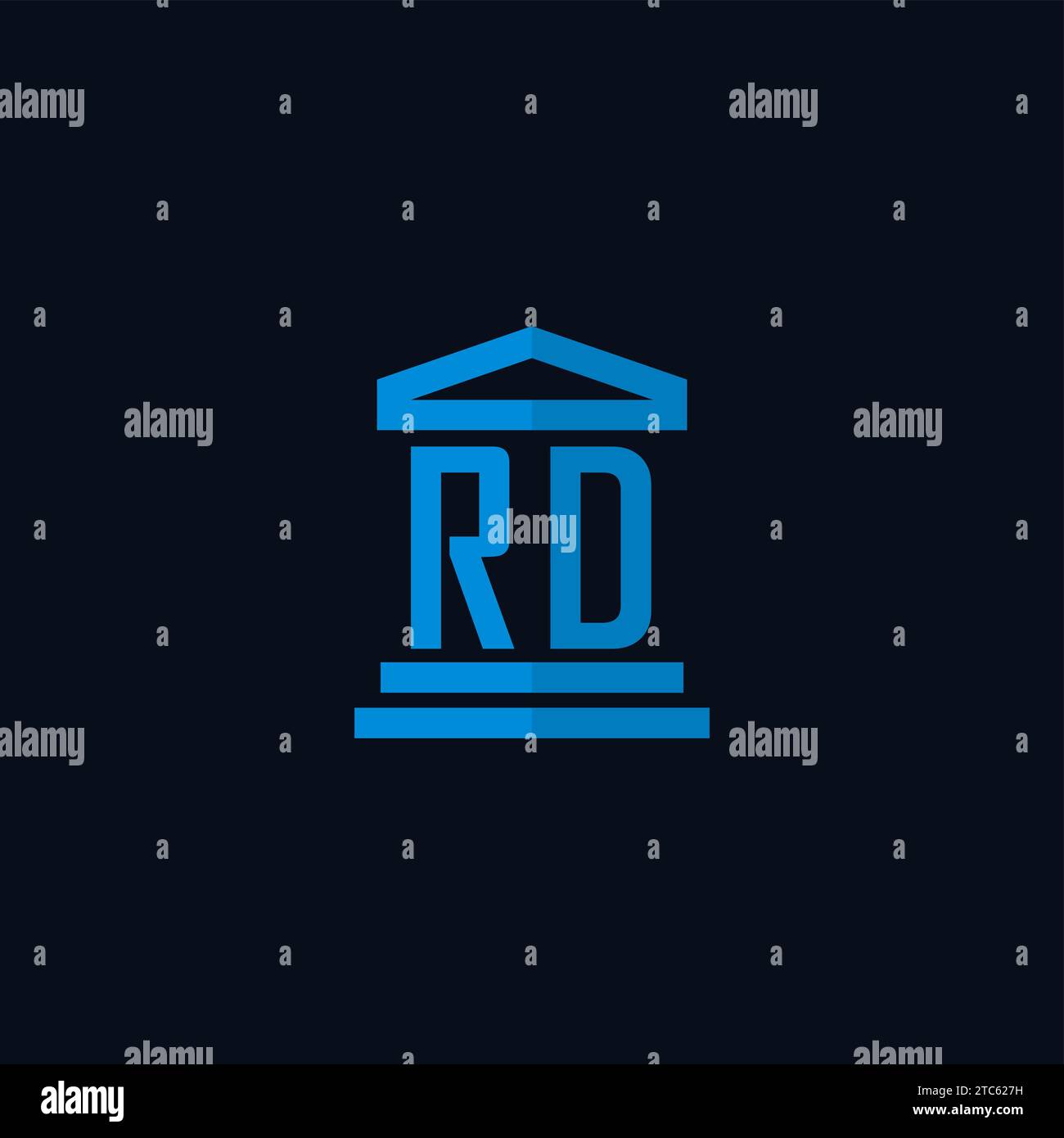 RD initial logo monogram with simple courthouse building icon design ...