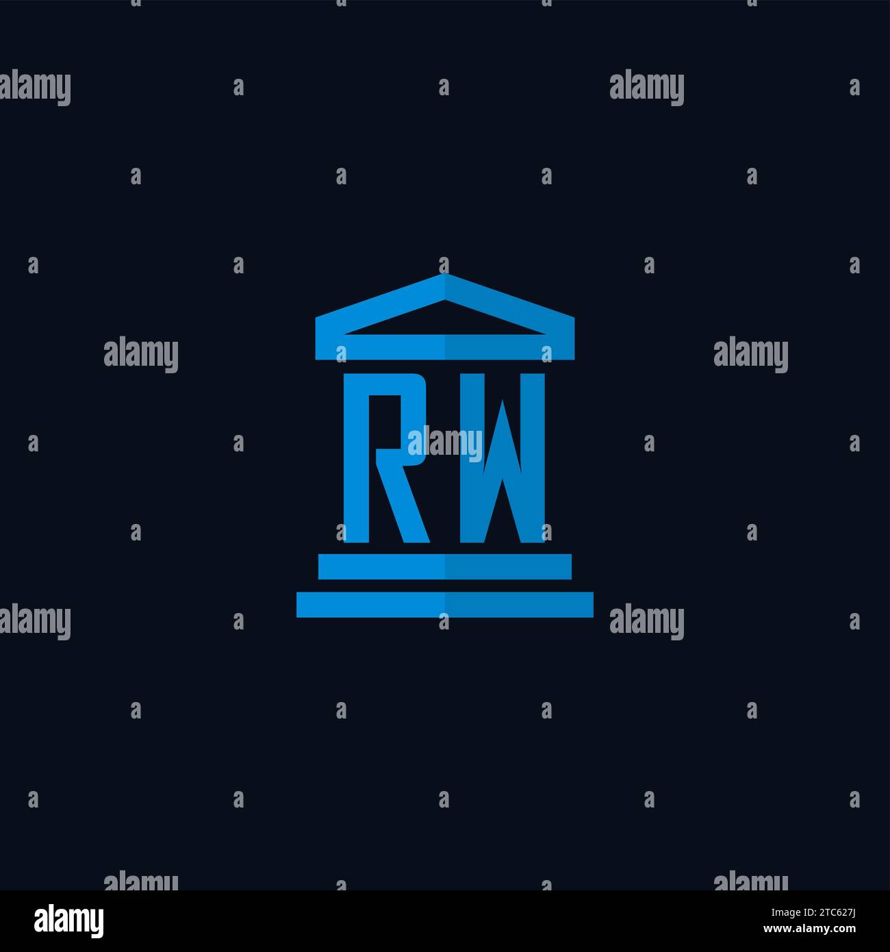 RW initial logo monogram with simple courthouse building icon design ideas Stock Vector