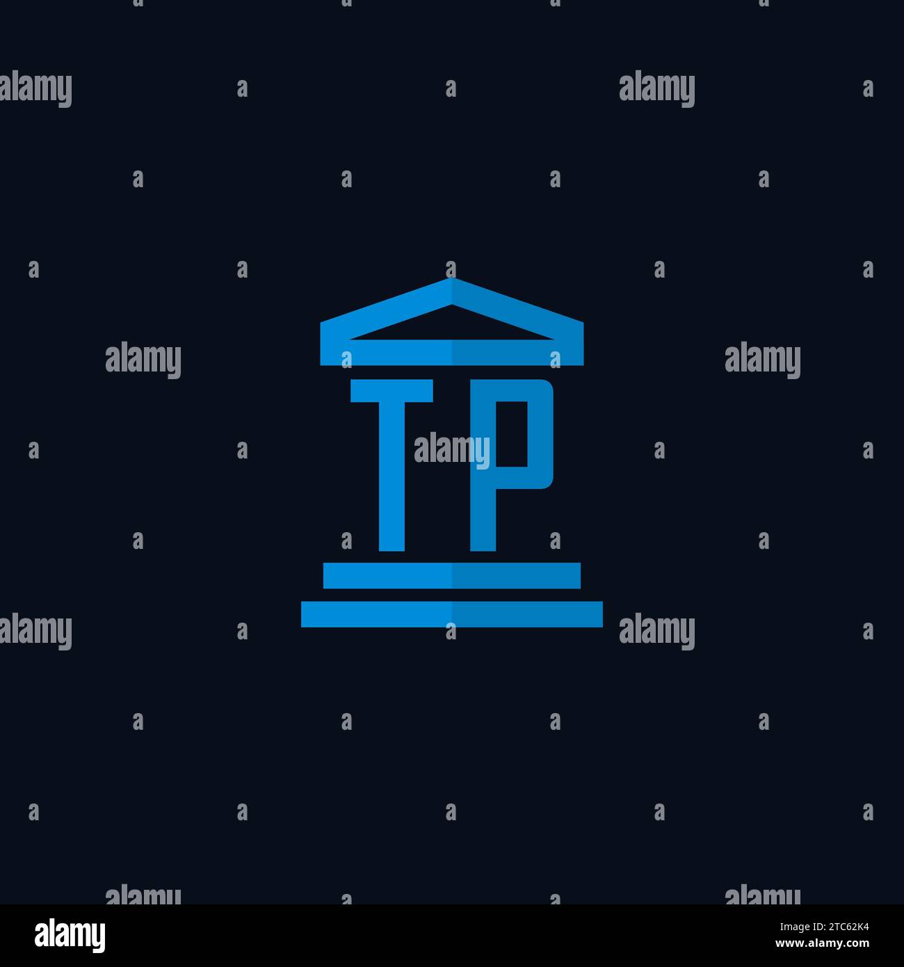 TP initial logo monogram with simple courthouse building icon design ideas Stock Vector