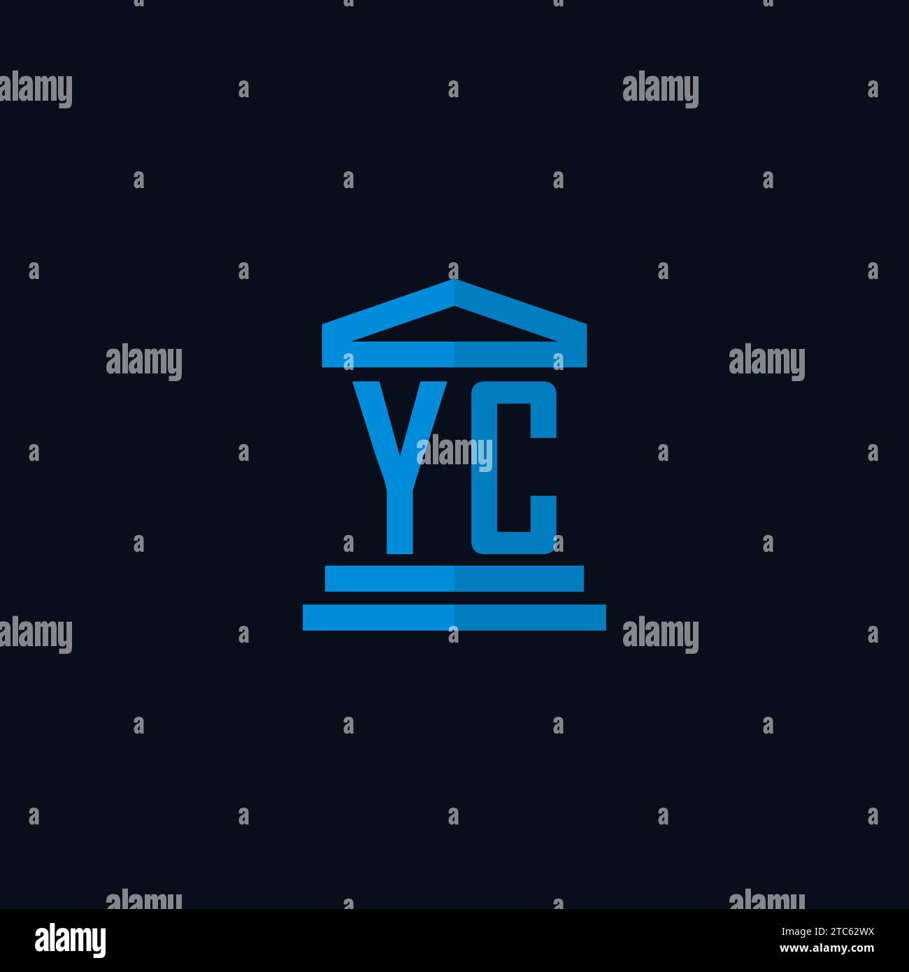 YC initial logo monogram with simple courthouse building icon design ...