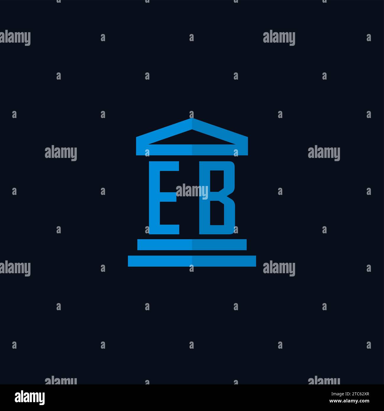 EB initial logo monogram with simple courthouse building icon design ideas Stock Vector