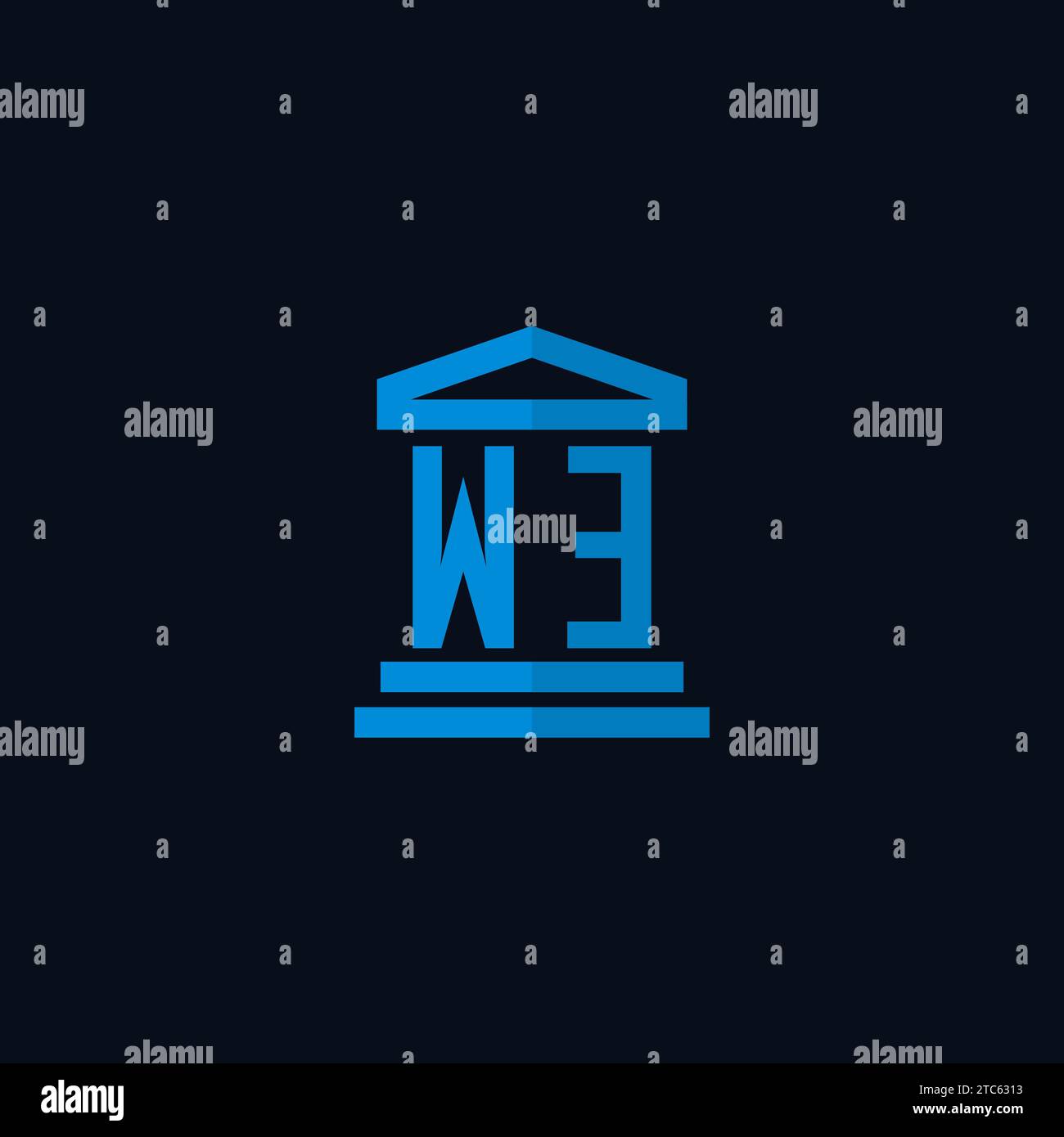 WE initial logo monogram with simple courthouse building icon design ideas Stock Vector