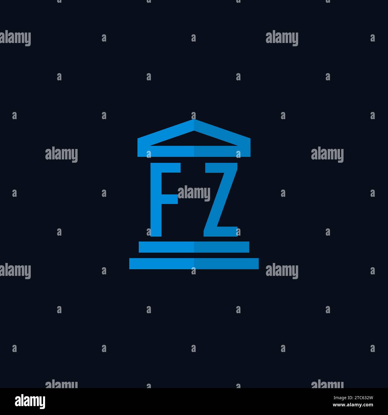 FZ initial logo monogram with simple courthouse building icon design ideas Stock Vector