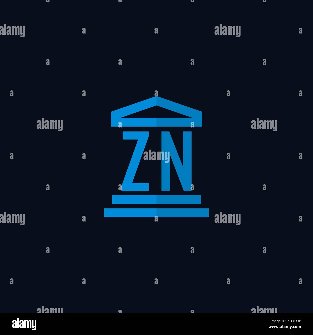 ZN initial logo monogram with simple courthouse building icon design ideas Stock Vector