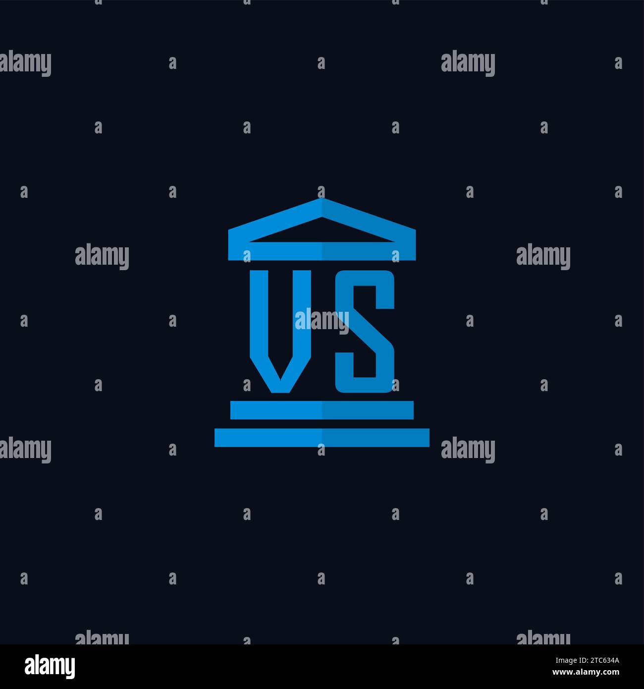 VS initial logo monogram with simple courthouse building icon design ideas Stock Vector