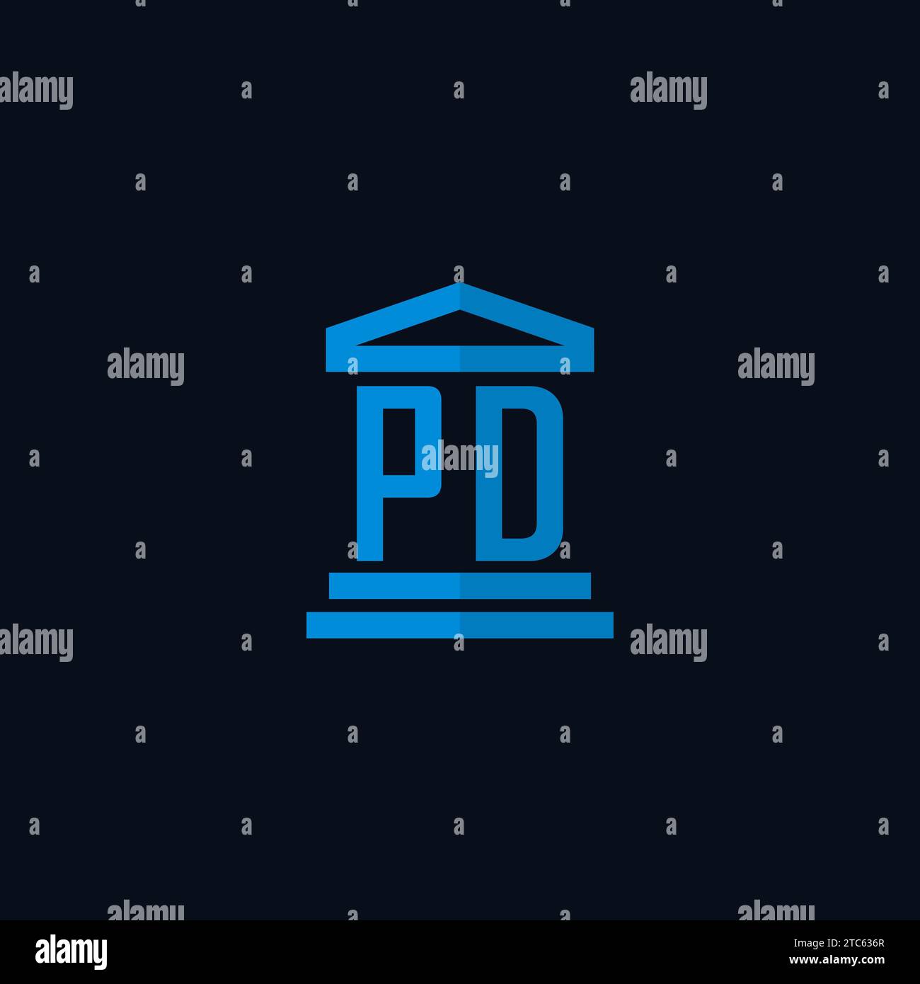PD initial logo monogram with simple courthouse building icon design ideas Stock Vector