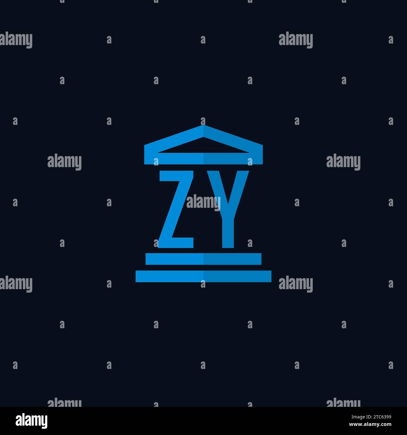 ZY initial logo monogram with simple courthouse building icon design ideas Stock Vector