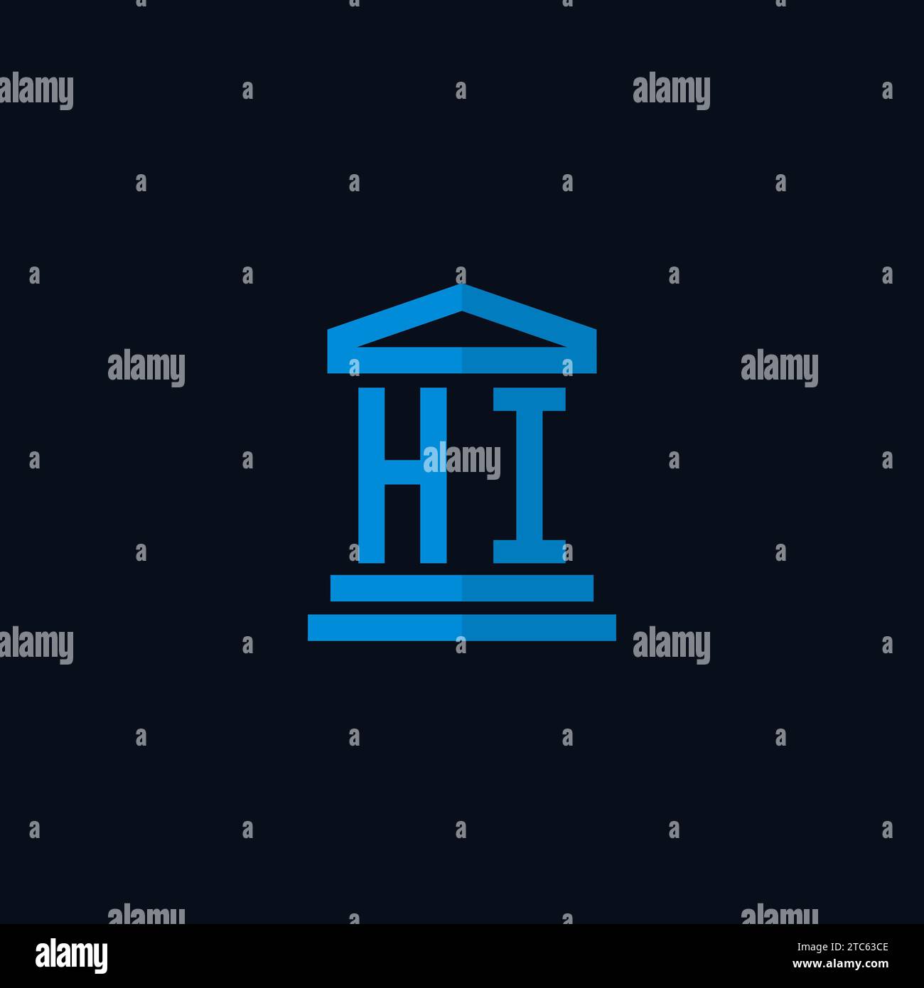 HI initial logo monogram with simple courthouse building icon design ideas Stock Vector