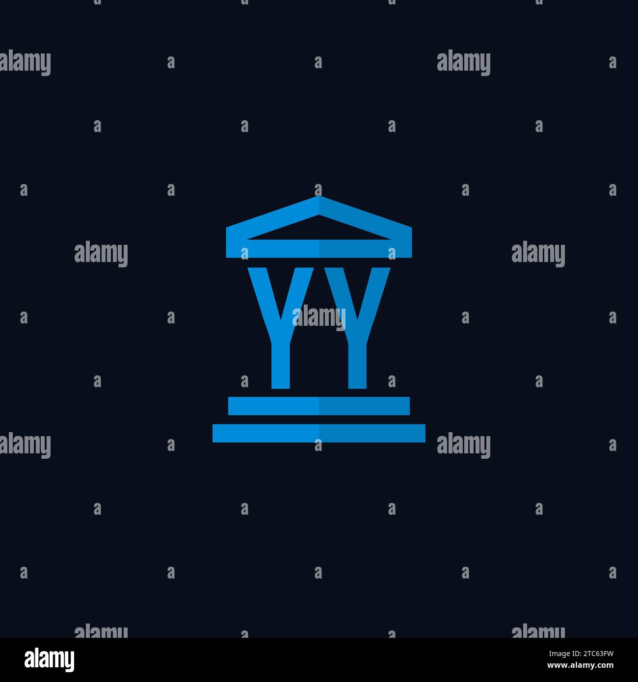 YY initial logo monogram with simple courthouse building icon design ideas Stock Vector