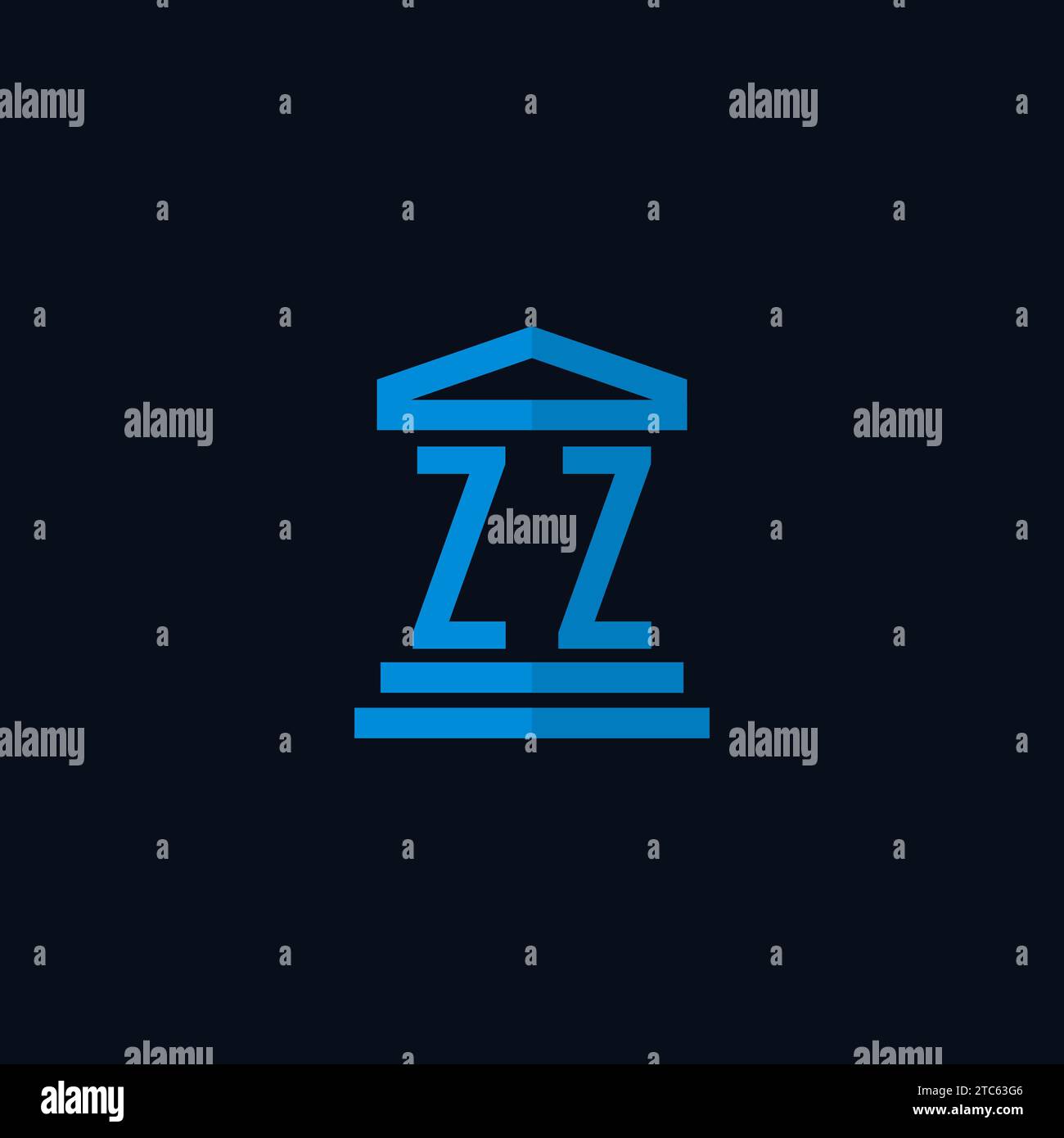 ZZ initial logo monogram with simple courthouse building icon design ideas Stock Vector