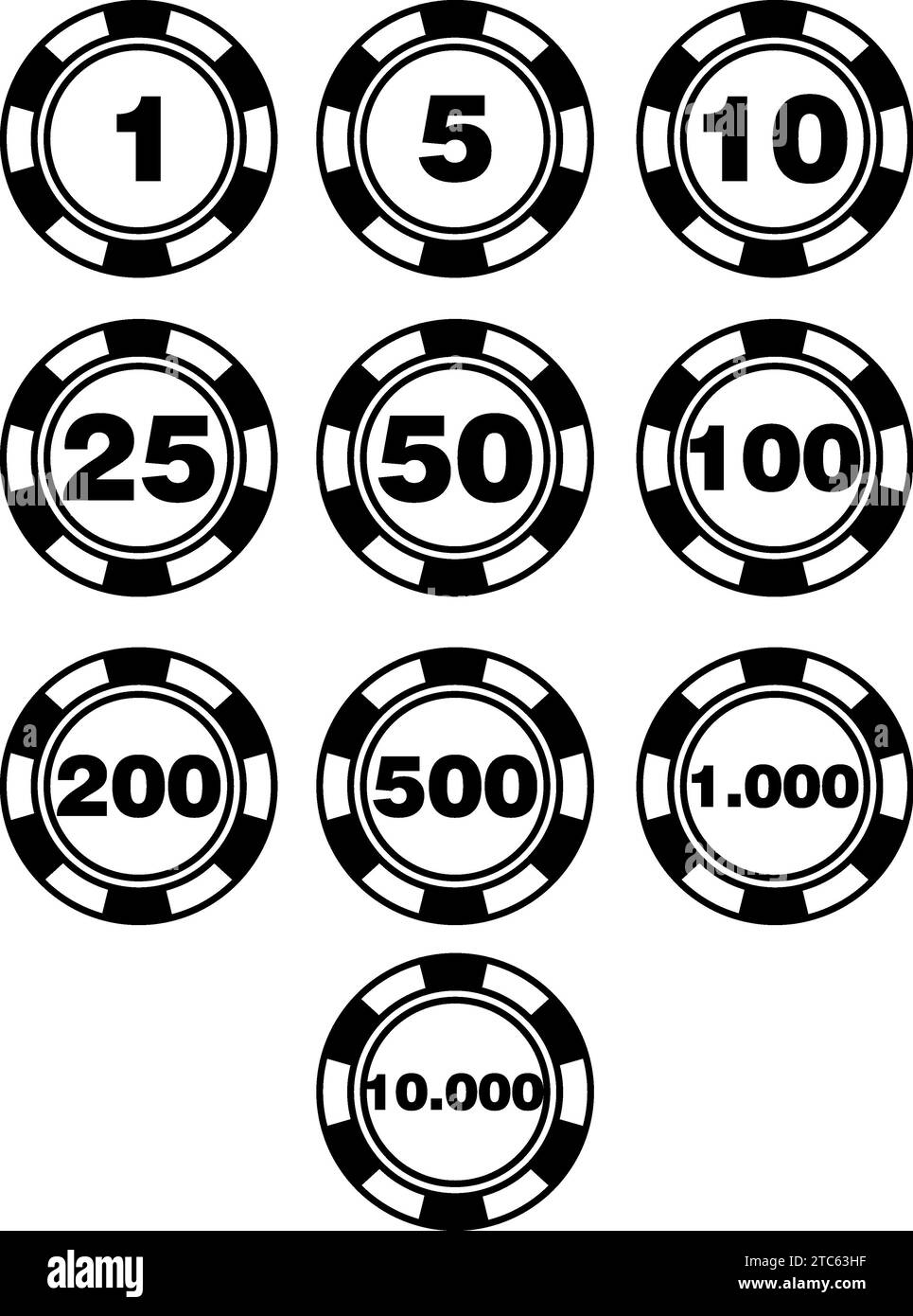 Black and white gambling chips Stock Photo