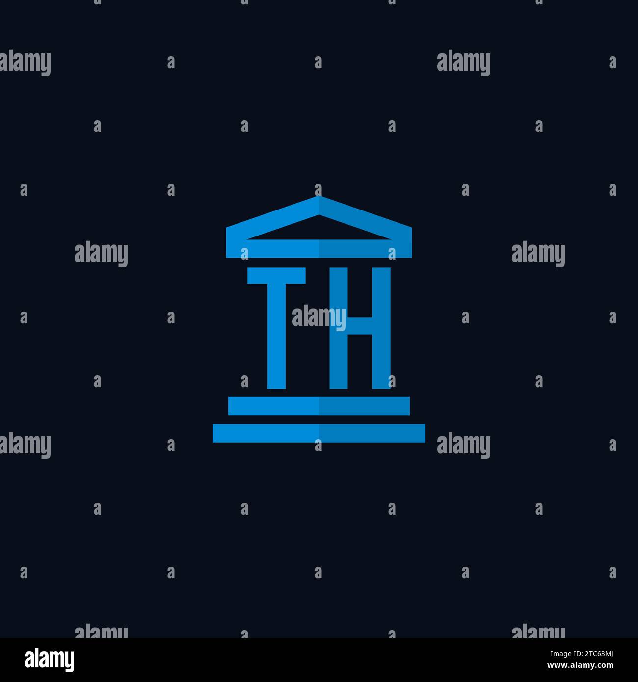 TH initial logo monogram with simple courthouse building icon design ideas Stock Vector