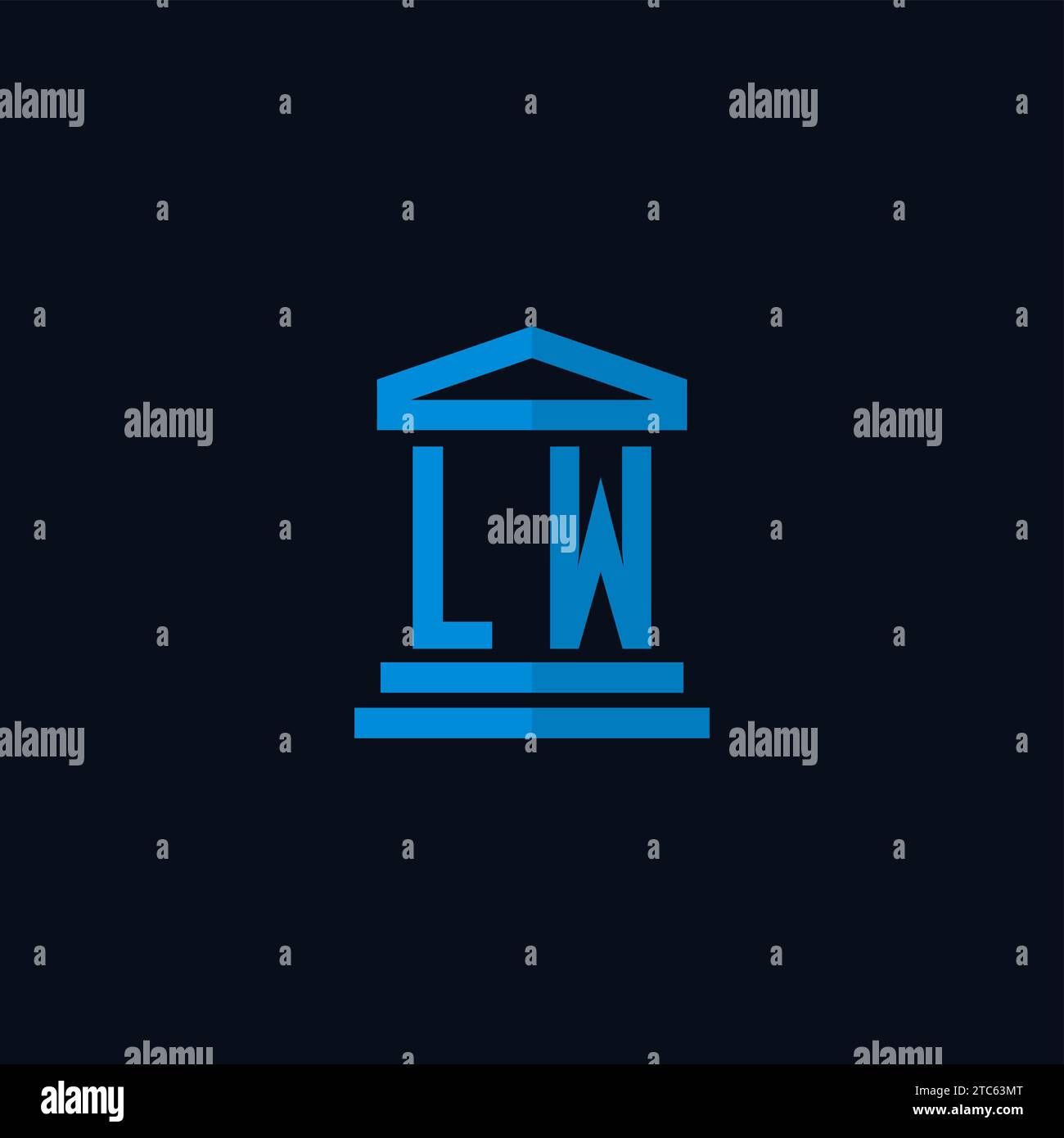 LW initial logo monogram with simple courthouse building icon design ideas Stock Vector