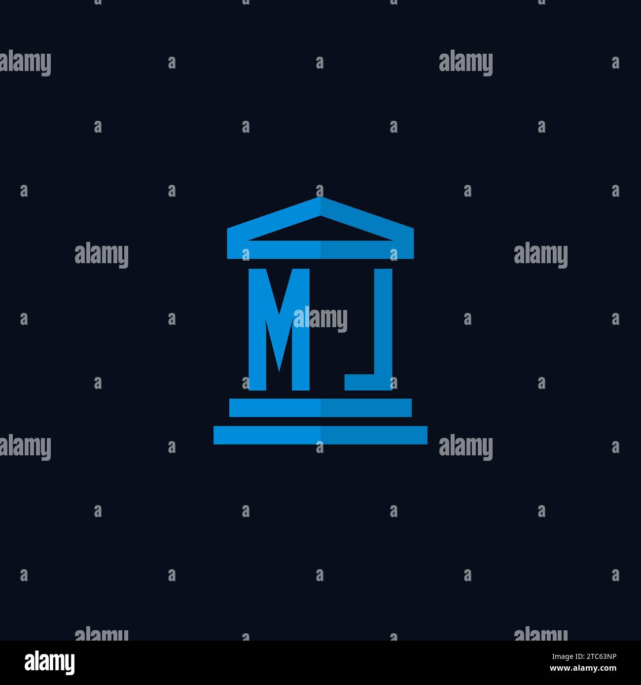 ML initial logo monogram with simple courthouse building icon design ideas Stock Vector