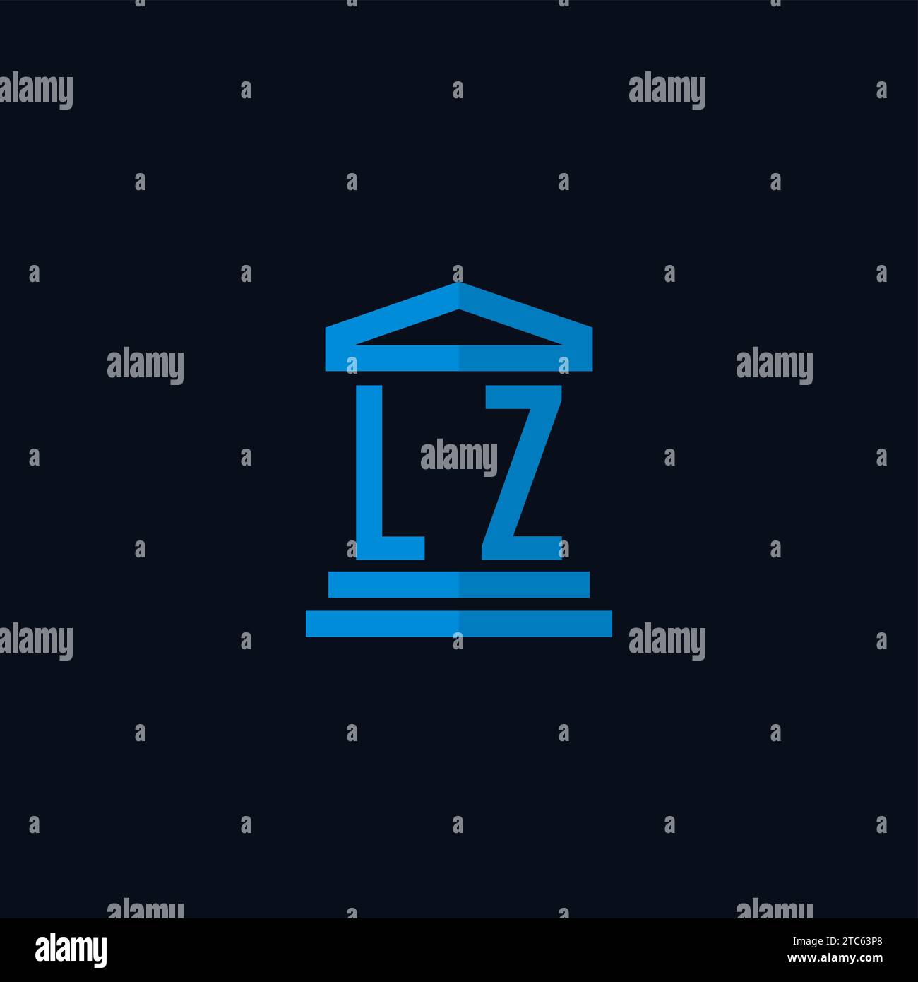 LZ initial logo monogram with simple courthouse building icon design ideas Stock Vector