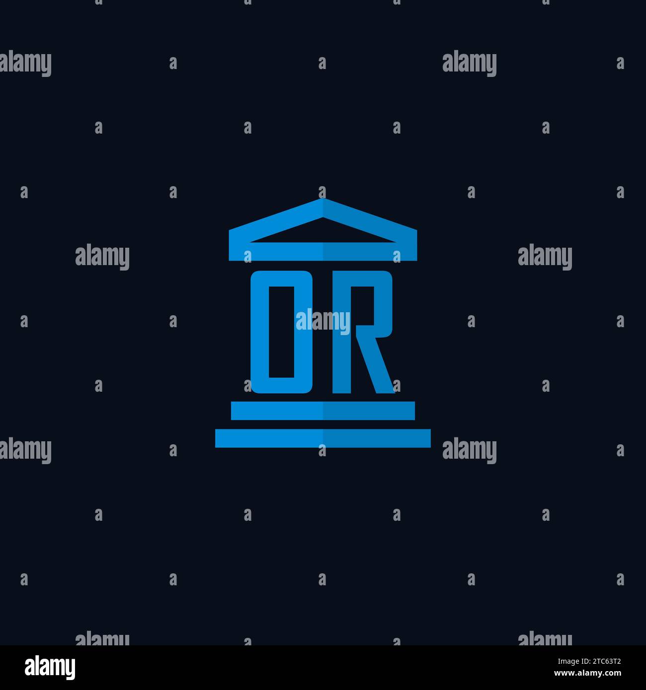 OR initial logo monogram with simple courthouse building icon design ideas Stock Vector