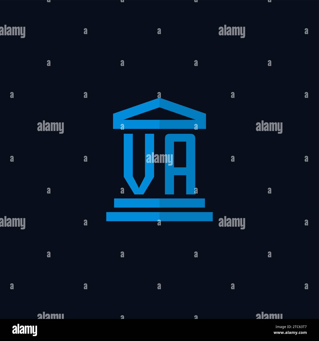 VA initial logo monogram with simple courthouse building icon design ideas Stock Vector