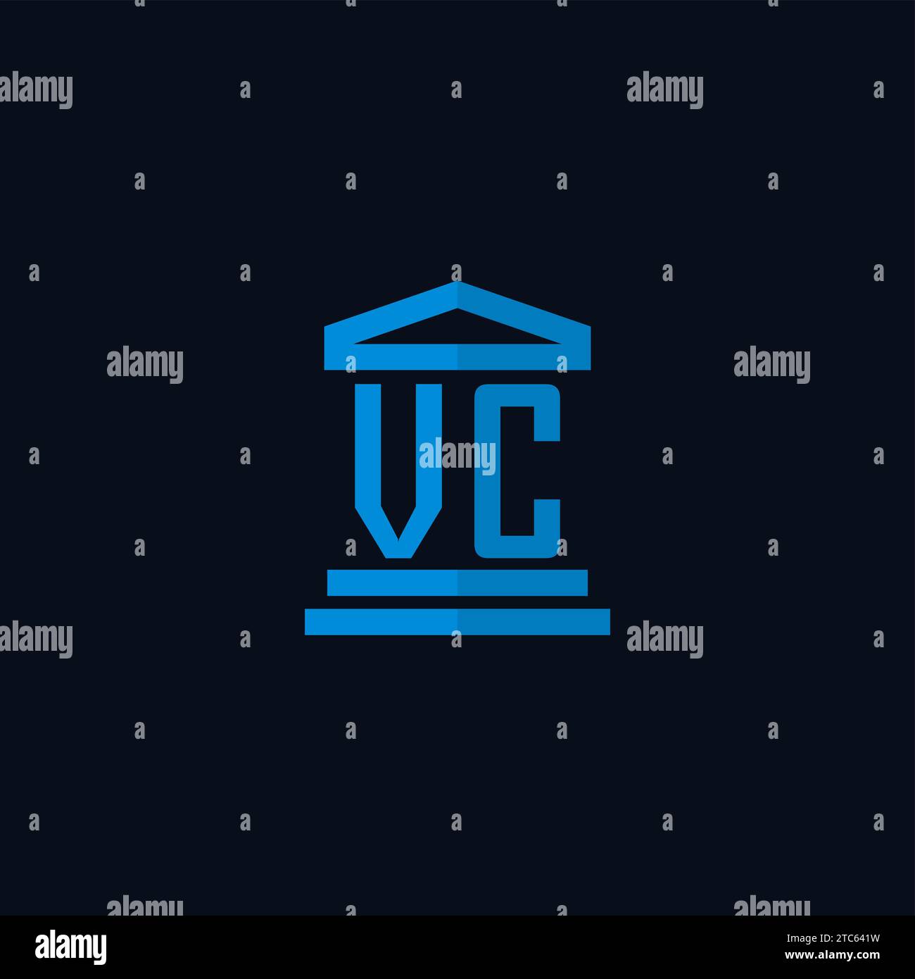 VC initial logo monogram with simple courthouse building icon design ideas Stock Vector