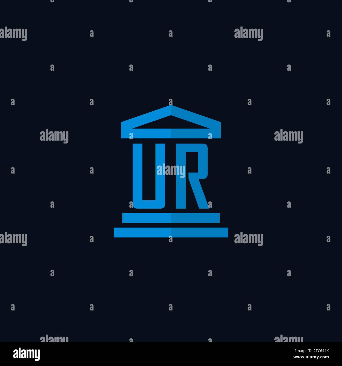 UR initial logo monogram with simple courthouse building icon design ideas Stock Vector