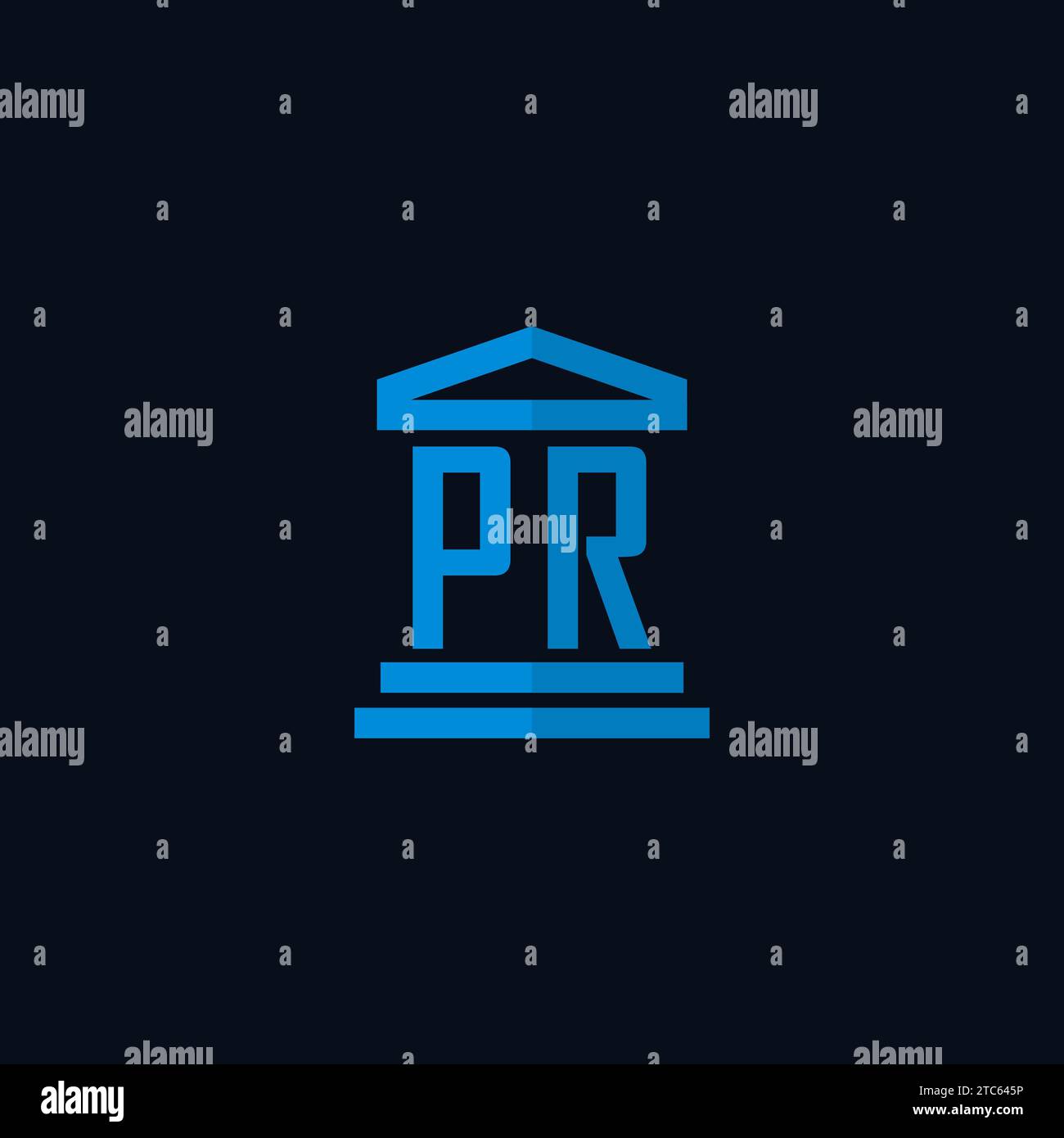 PR initial logo monogram with simple courthouse building icon design ideas Stock Vector