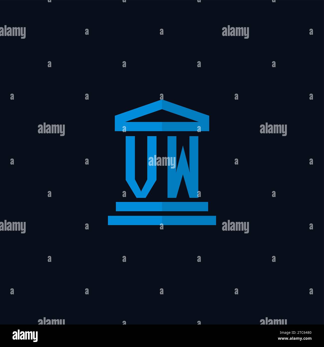 VW initial logo monogram with simple courthouse building icon design ...