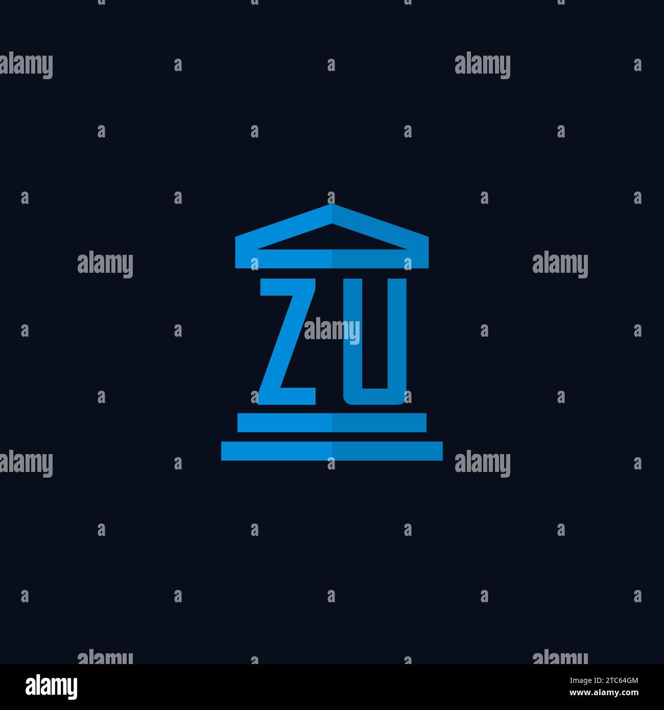 ZU initial logo monogram with simple courthouse building icon design ideas Stock Vector