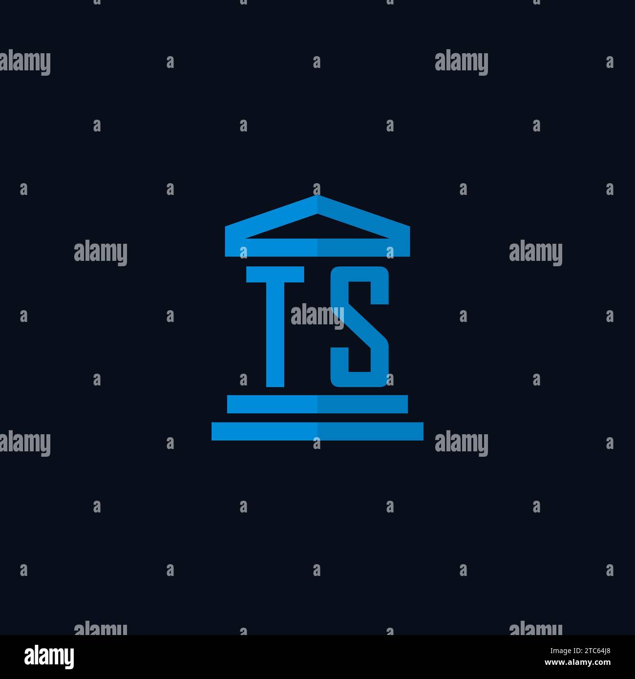TS initial logo monogram with simple courthouse building icon design ideas Stock Vector