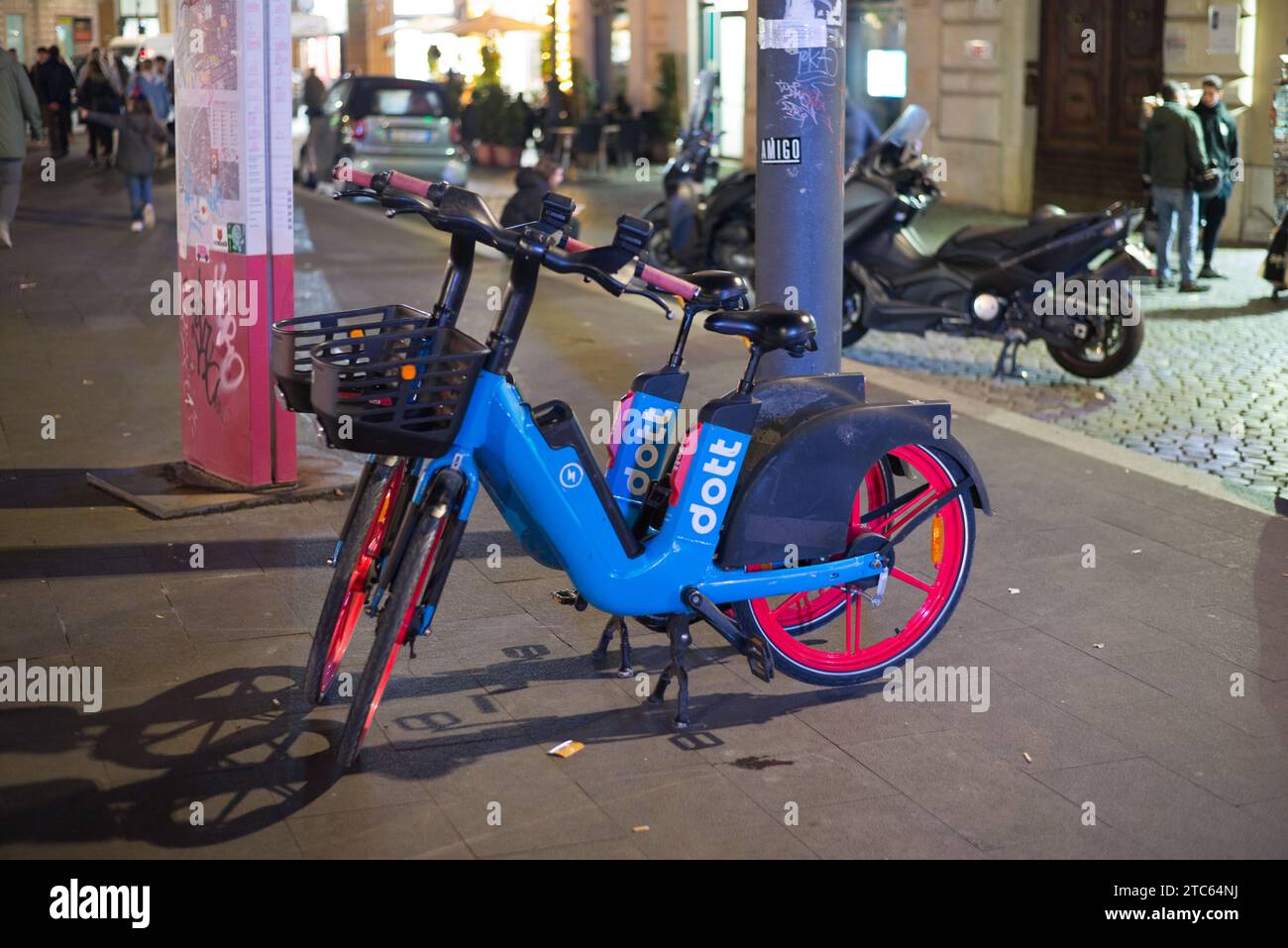 Dott sharing electric bicycles in Rome, Italy Stock Photo