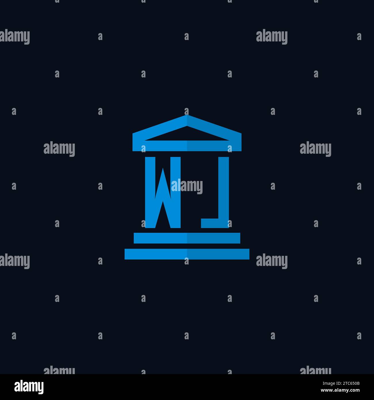WL initial logo monogram with simple courthouse building icon design ideas Stock Vector