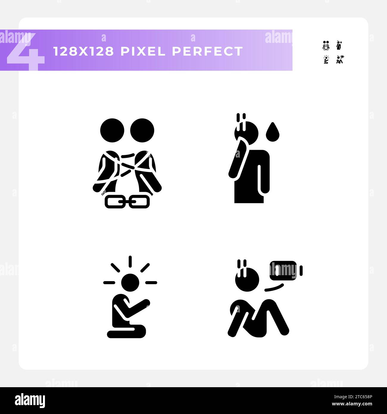 2D pixel perfect pixel perfect glyph style psychology icons Stock ...