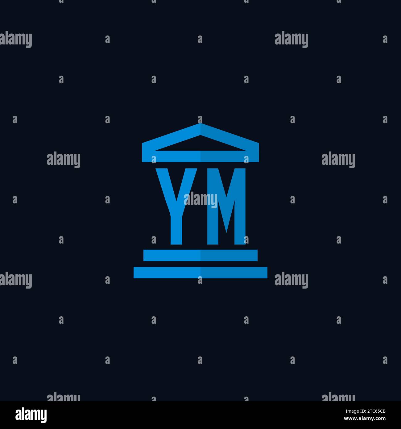 YM initial logo monogram with simple courthouse building icon design ideas Stock Vector