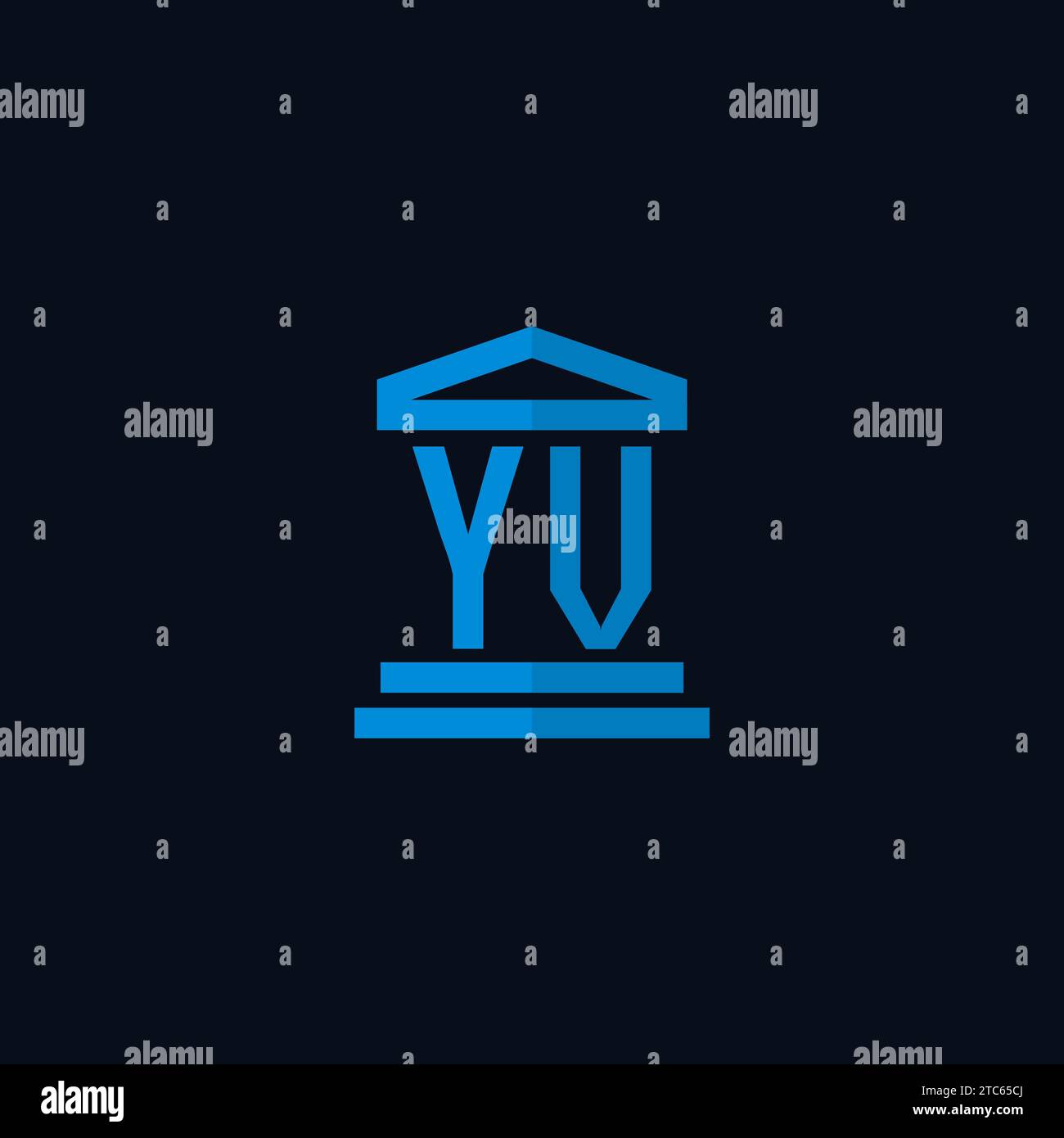 YV initial logo monogram with simple courthouse building icon design ideas Stock Vector