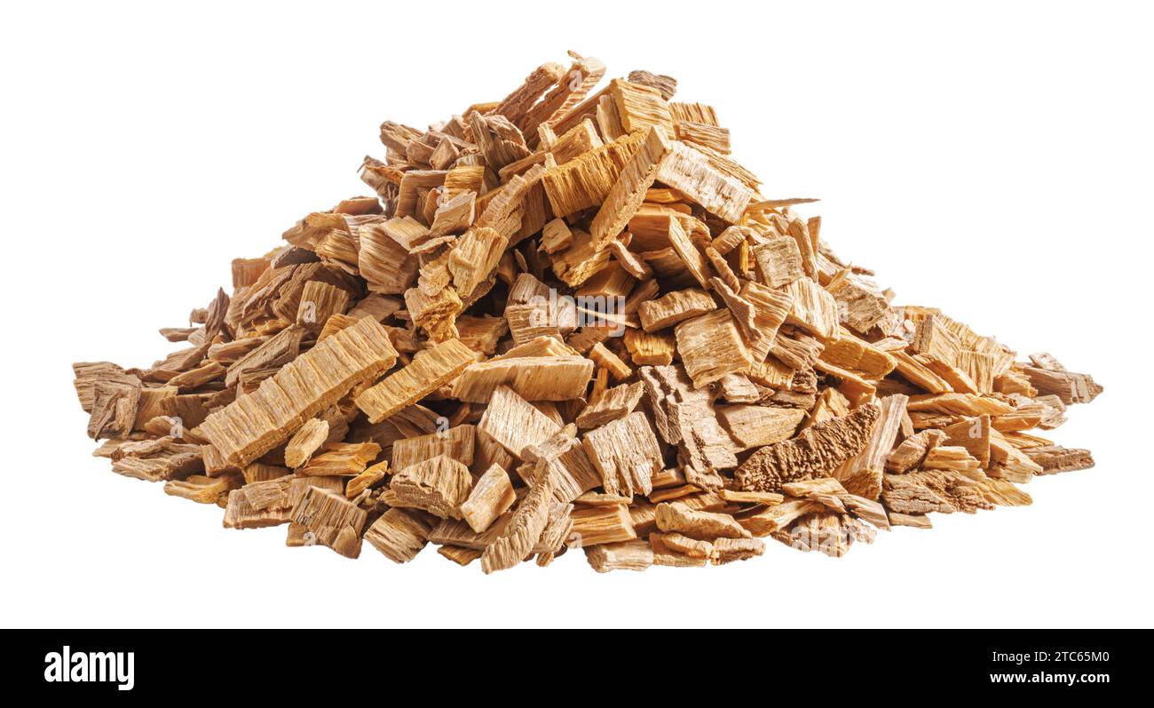 Pile of smoking wood chips isolated Stock Photo Alamy
