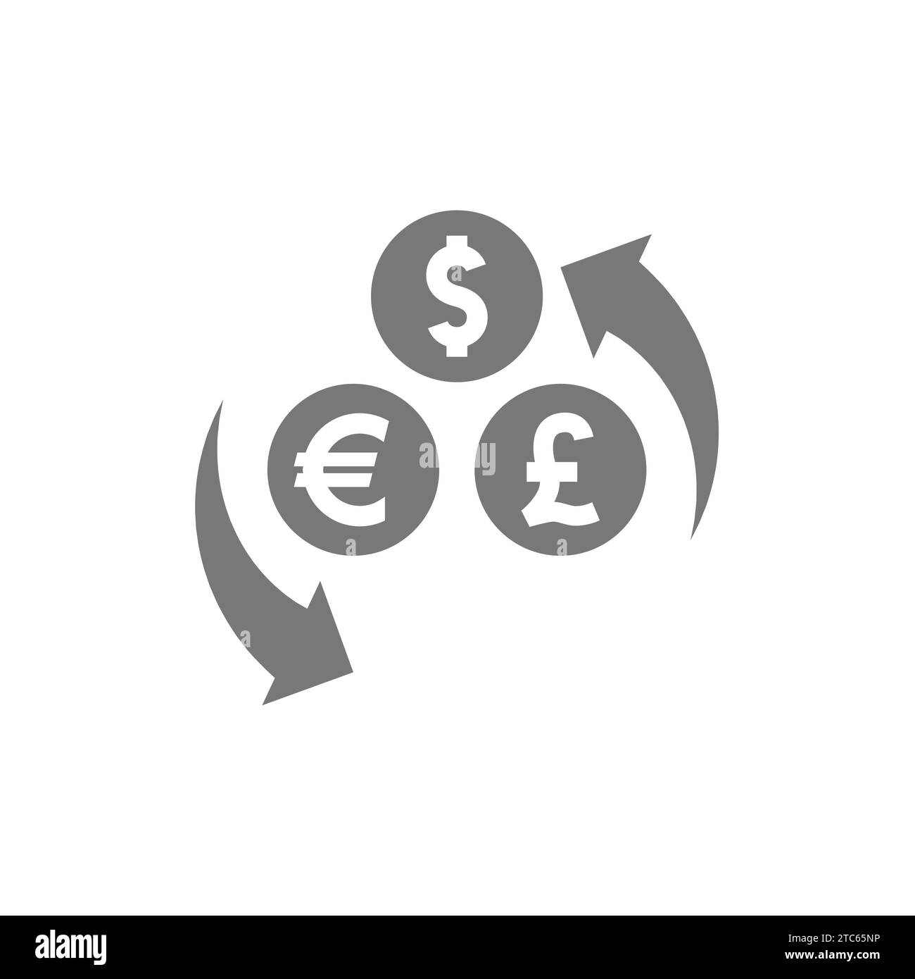 Currency exchange, dollar euro and pound arrow vector. Money and currencies conversion icon. Stock Vector