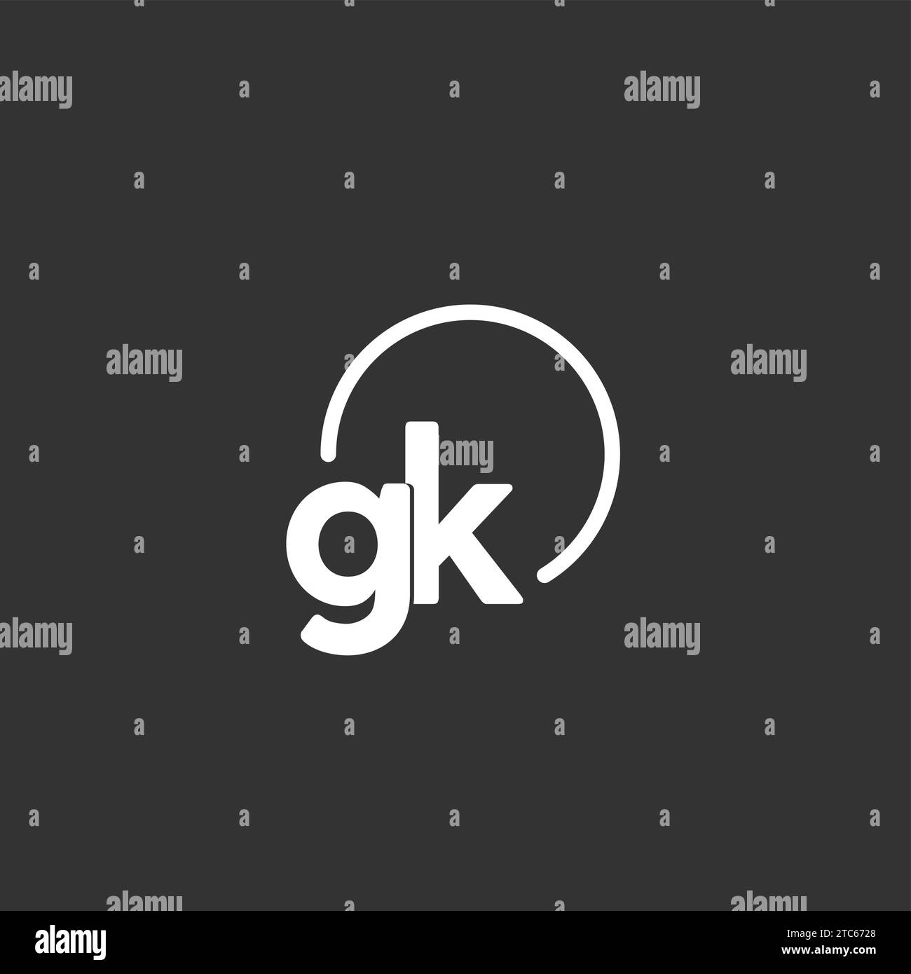 Gk Initial Logo With Rounded Circle Vector Graphic Stock Vector Image