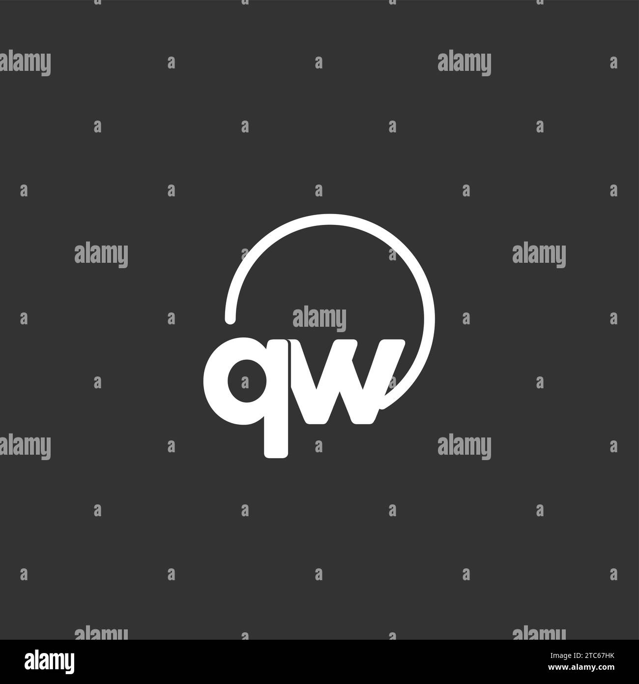 QW initial logo with rounded circle vector graphic Stock Vector Image