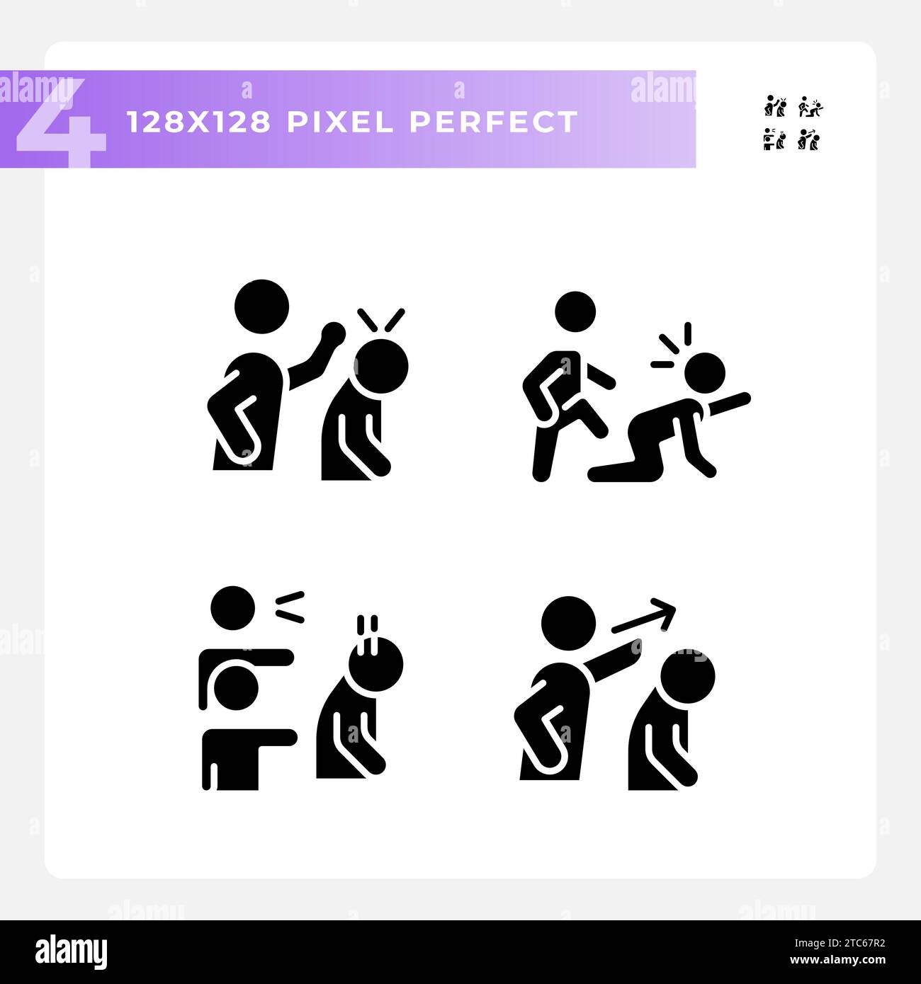 Set of pixel perfect glyph style psychology icons Stock Vector Image ...