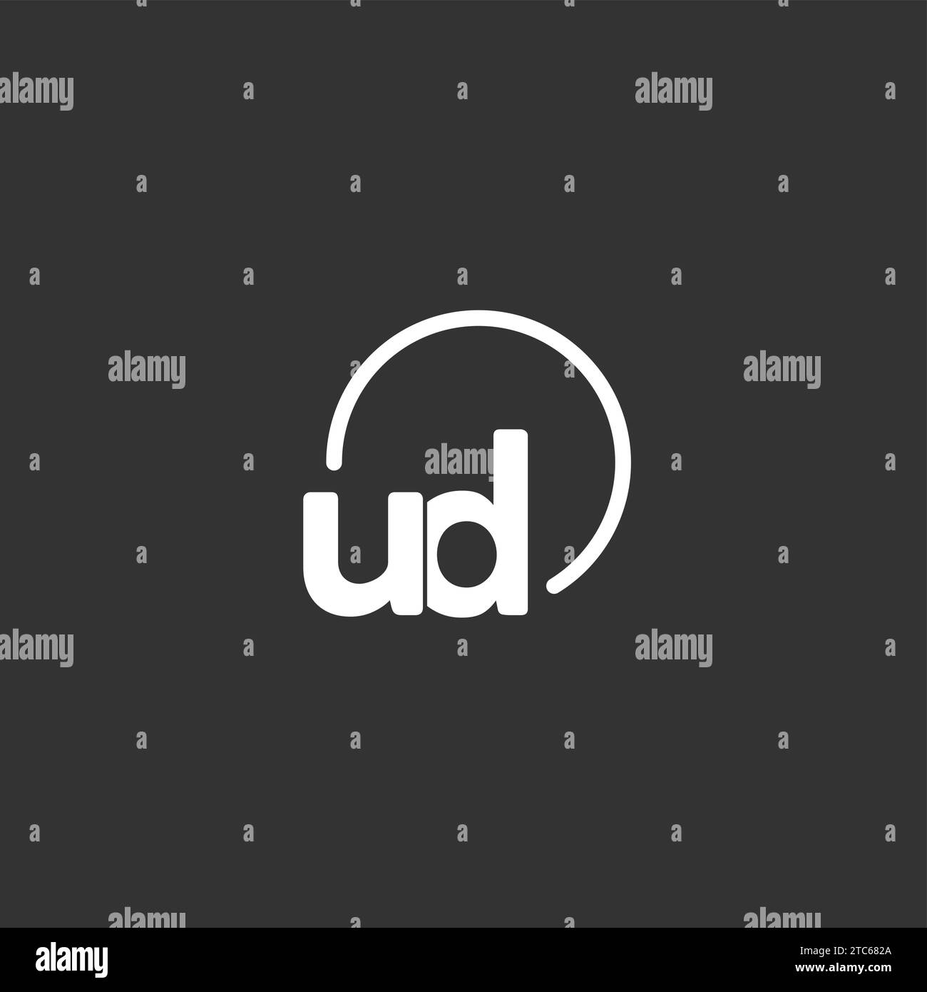 UD initial logo with rounded circle vector graphic Stock Vector