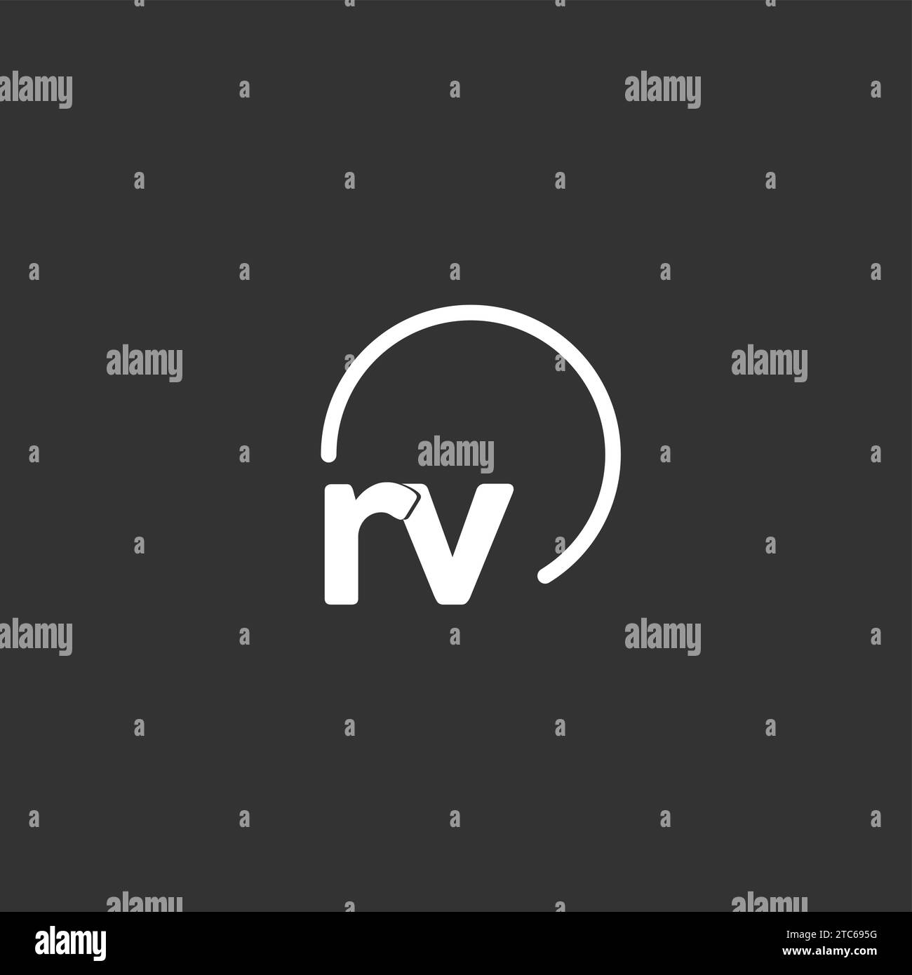 RV initial logo with rounded circle vector graphic Stock Vector