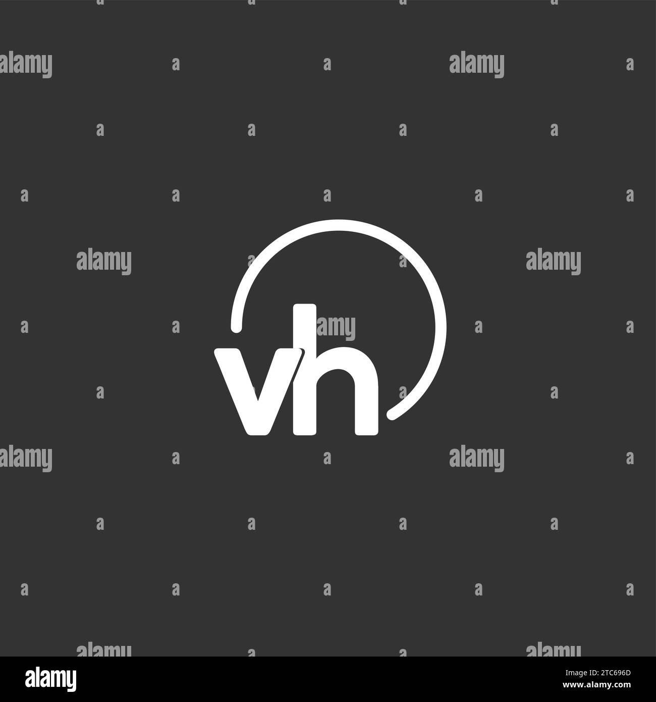 VH initial logo with rounded circle vector graphic Stock Vector