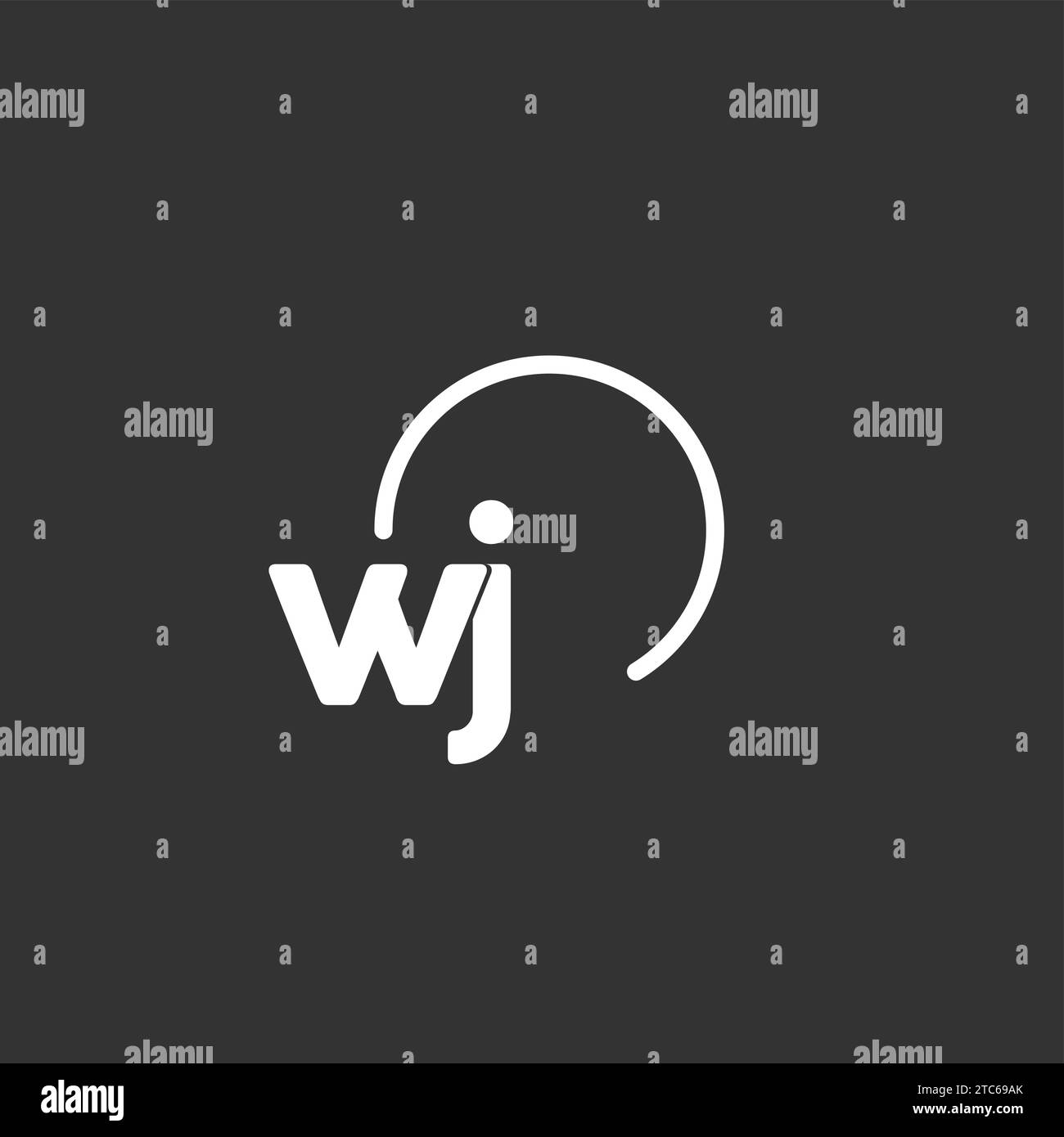 WJ initial logo with rounded circle vector graphic Stock Vector Image