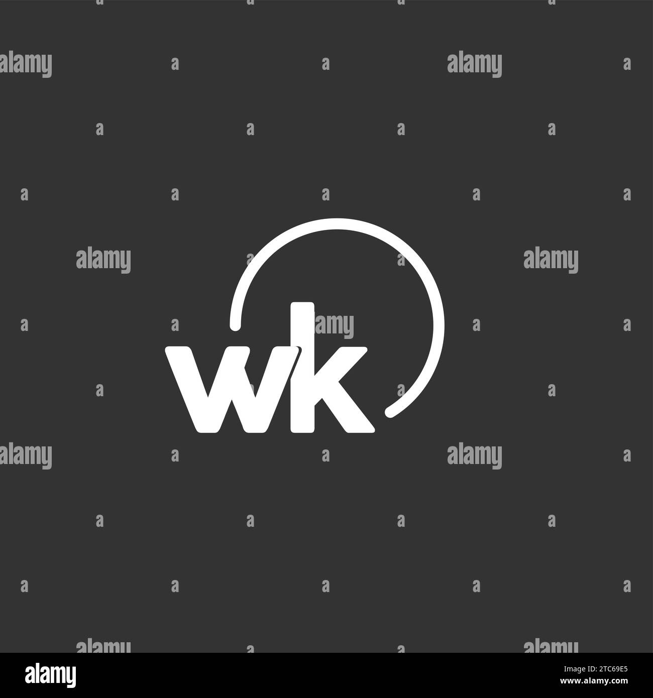 WK initial logo with rounded circle vector graphic Stock Vector