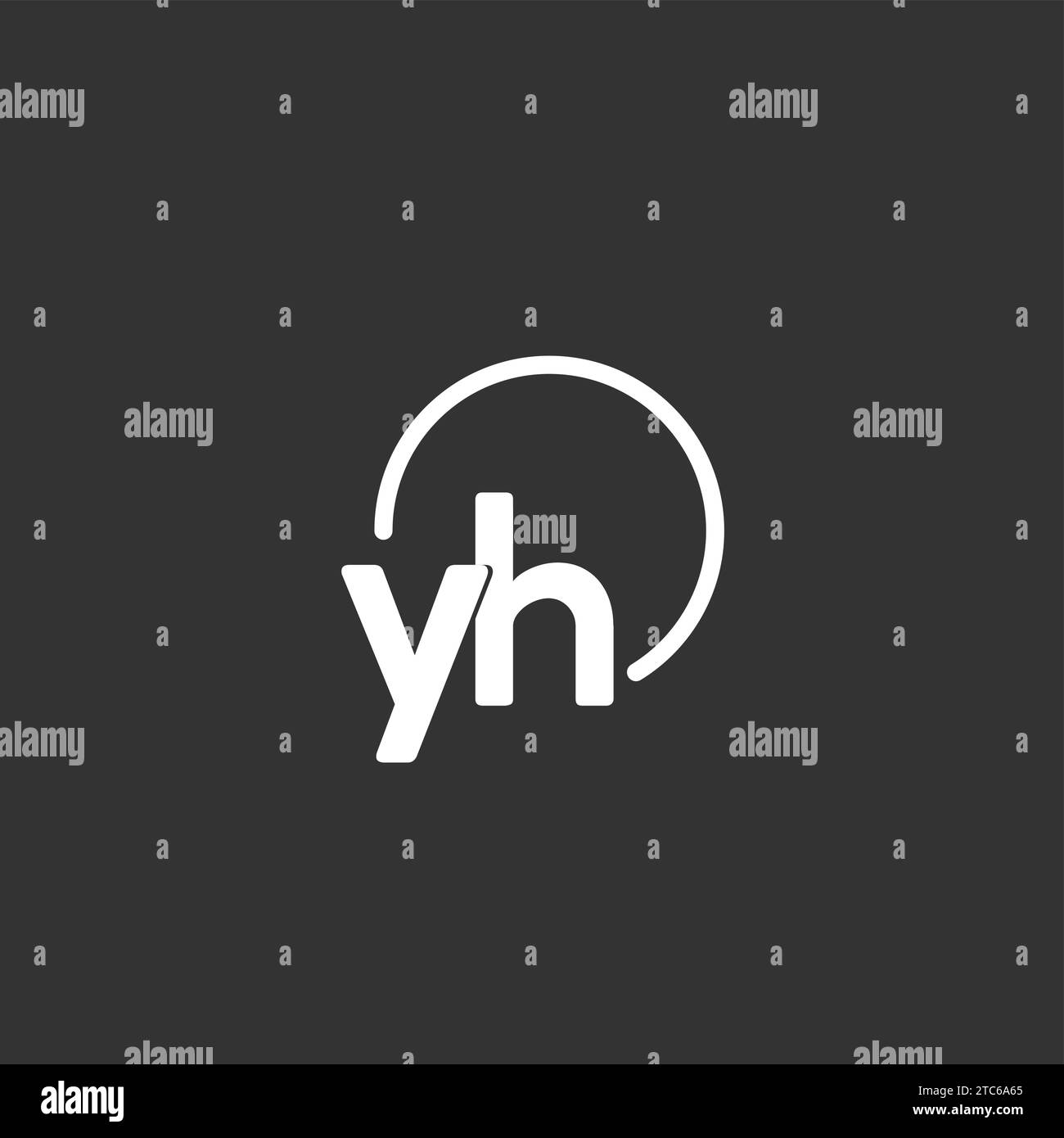 YH initial logo with rounded circle vector graphic Stock Vector