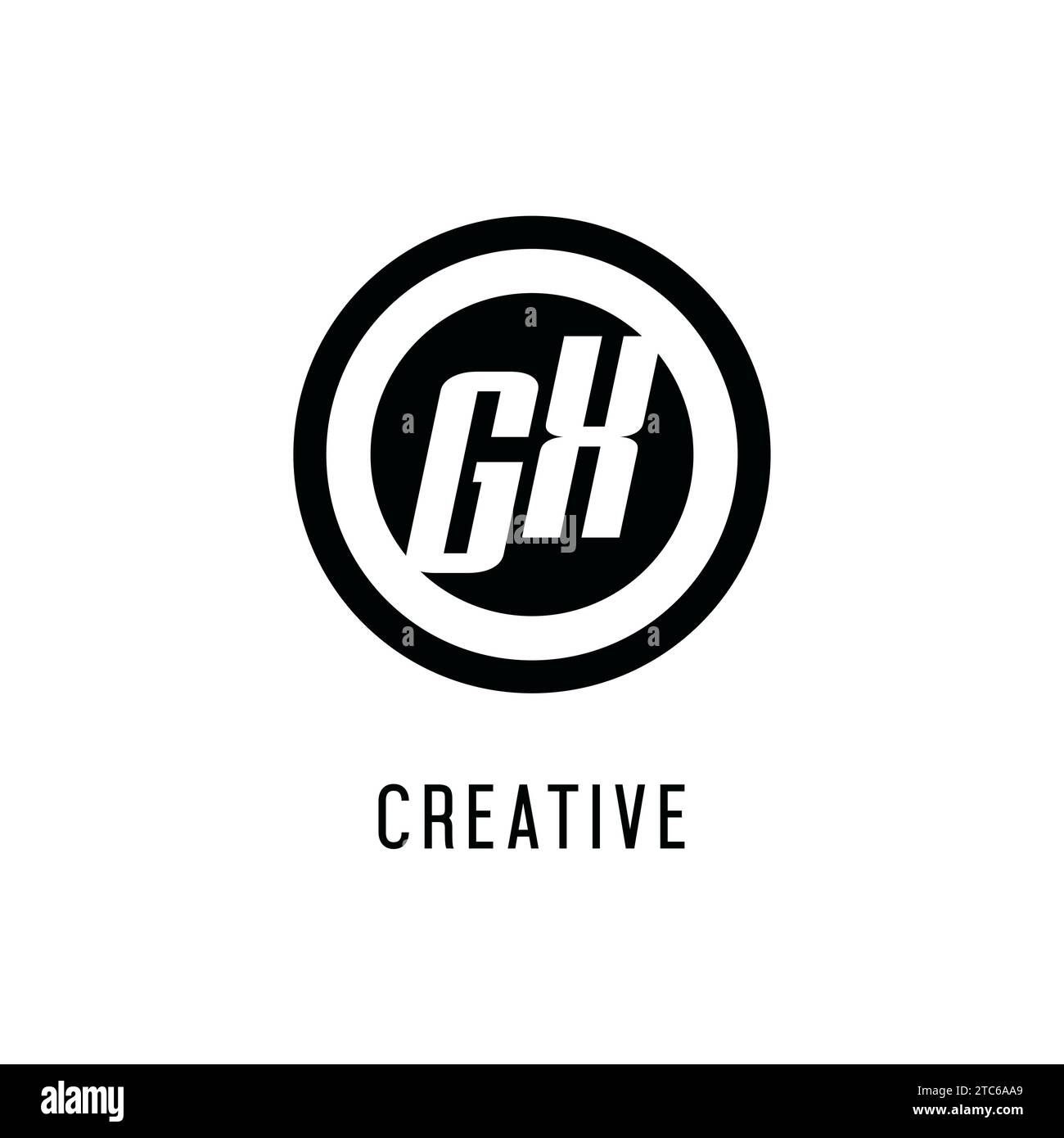 Initial GX logo concentric circle line, clean and simple monogram logo style vector graphic Stock Vector