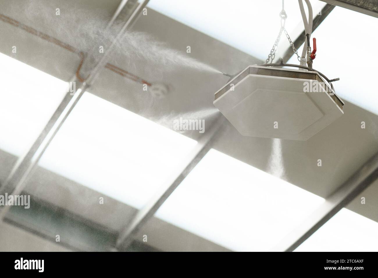 Industrial dust control system in modern manufacturing factory. Dust