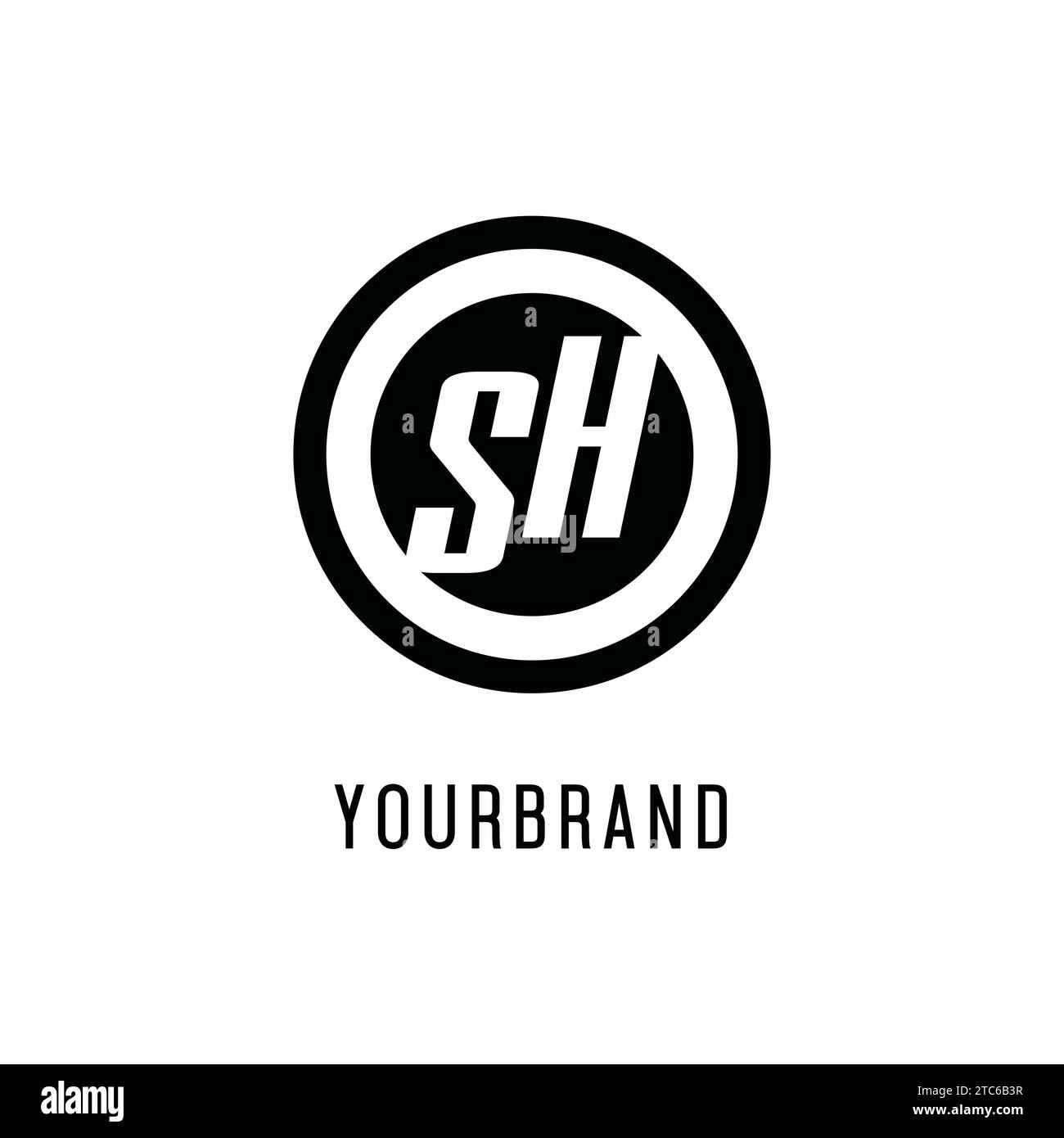 Initial SH logo concentric circle line, clean and simple monogram logo ...