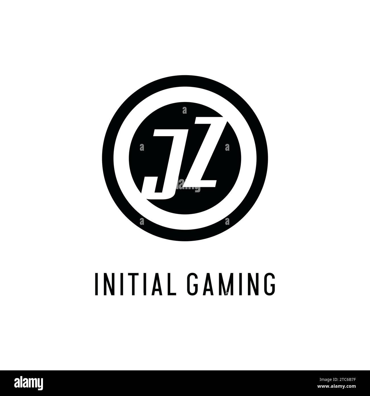 Initial JZ logo concentric circle line, clean and simple monogram logo