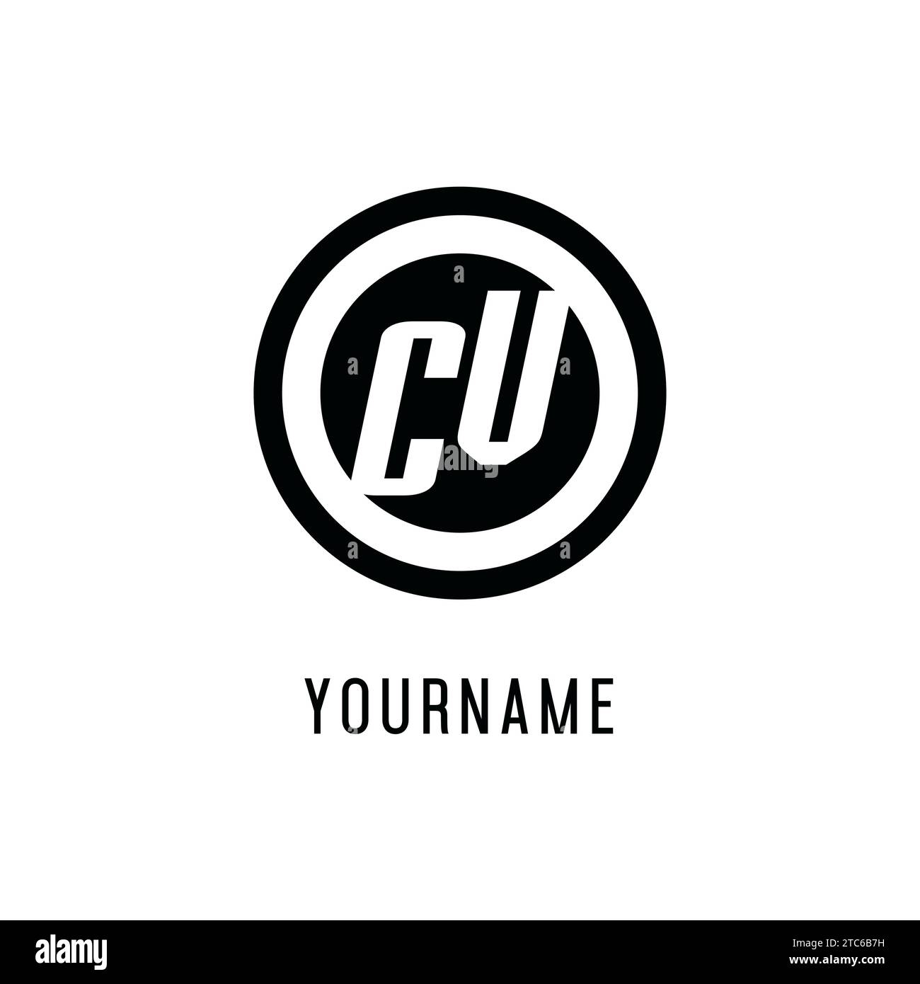 Initial CV logo concentric circle line, clean and simple monogram logo style vector graphic Stock Vector