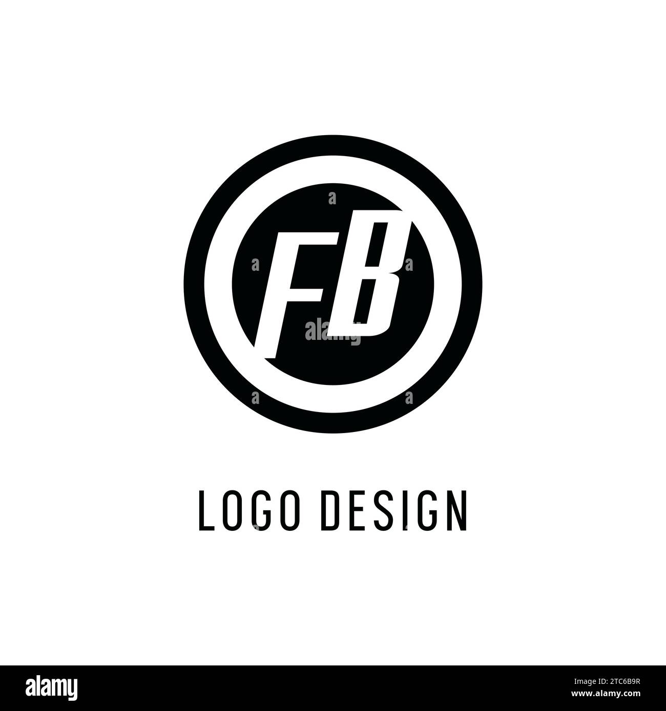 Initial FB logo concentric circle line, clean and simple monogram logo